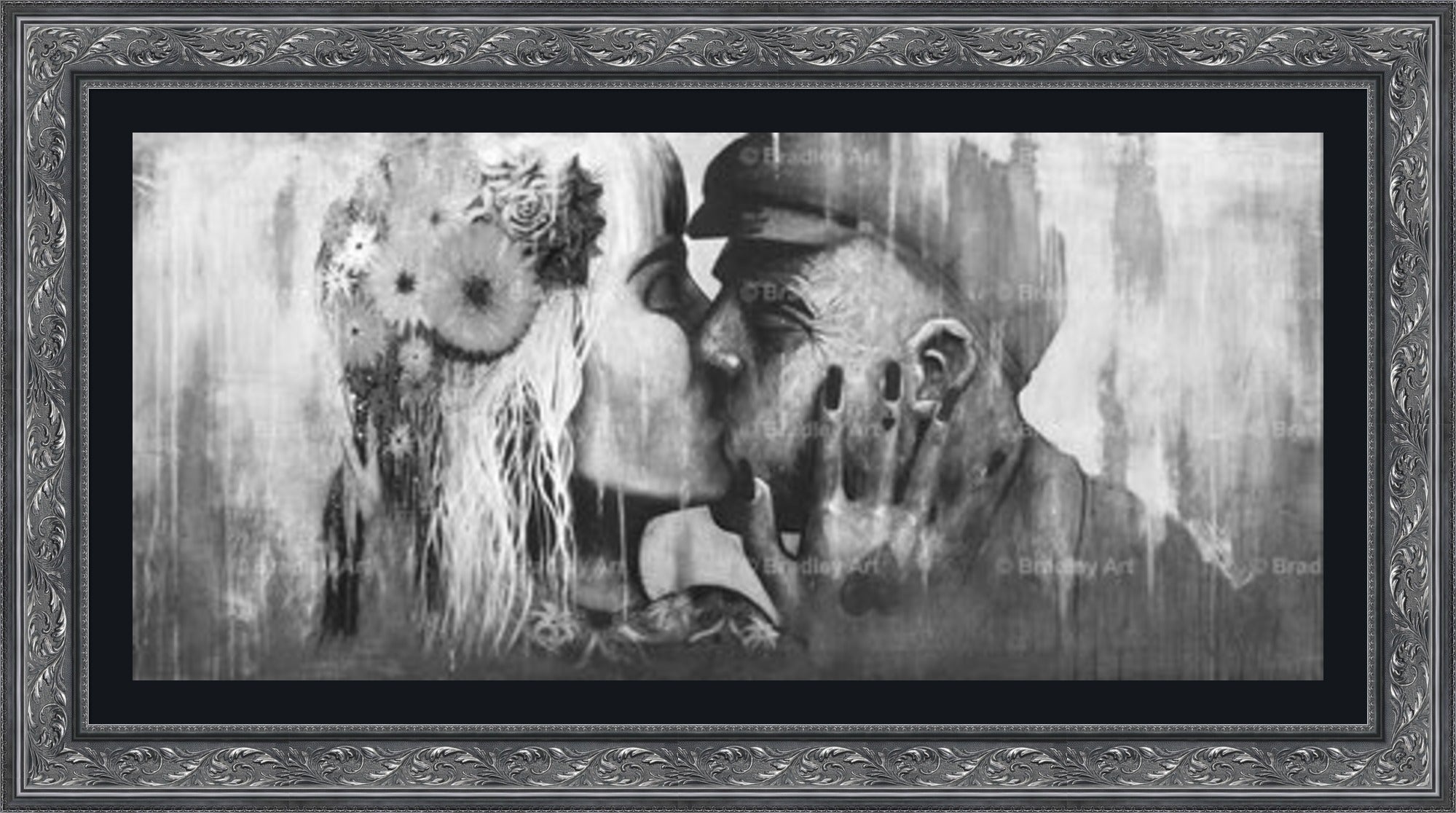 "The Kiss" (B&W) Canvas