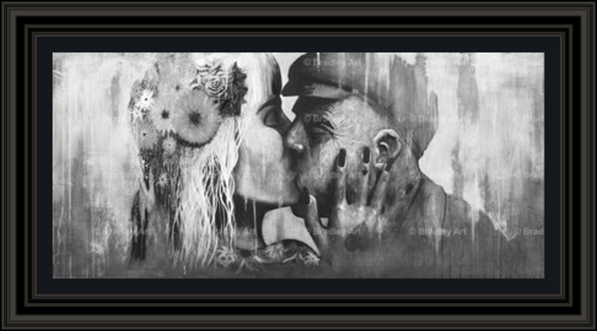 "The Kiss" (B&W) HE Canvas