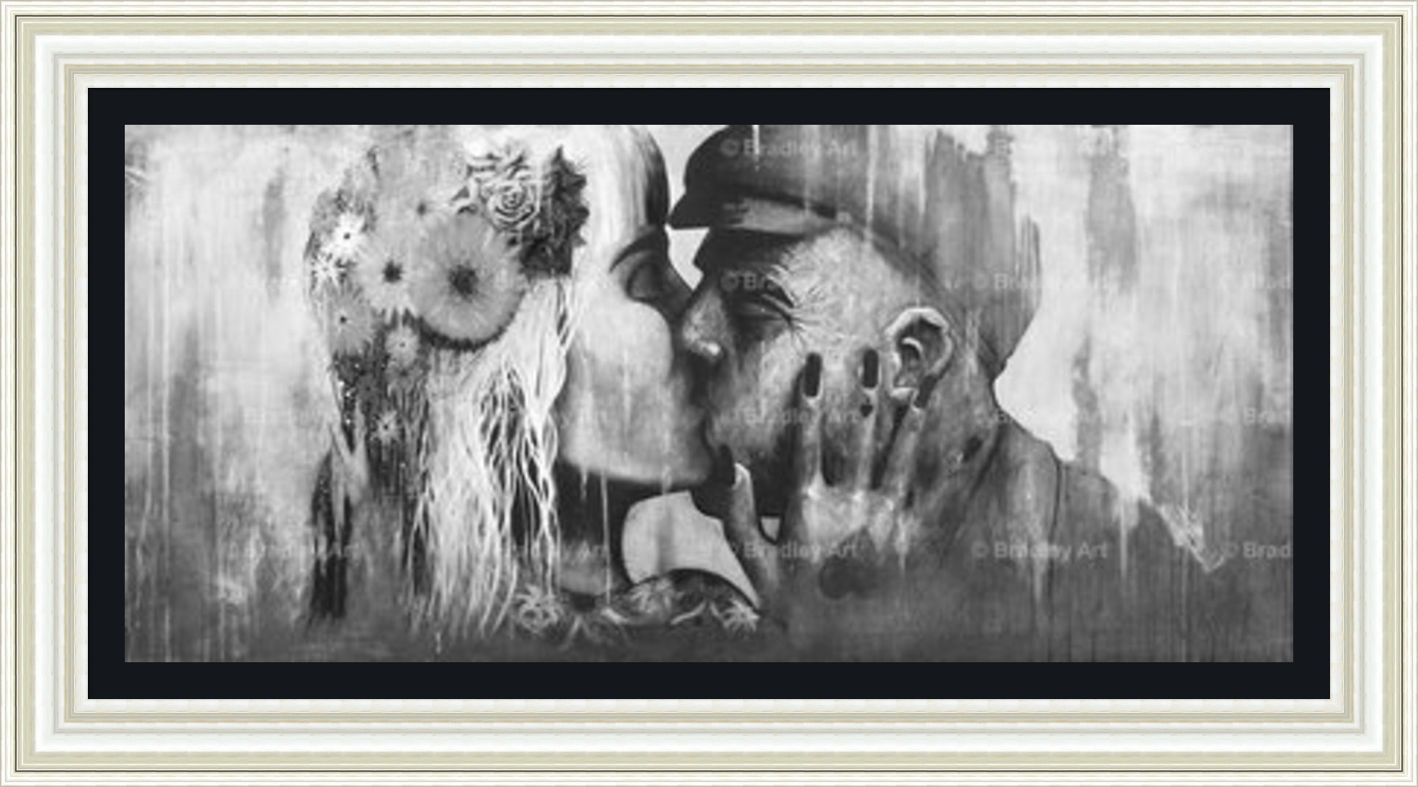 "The Kiss" (B&W) HE Canvas