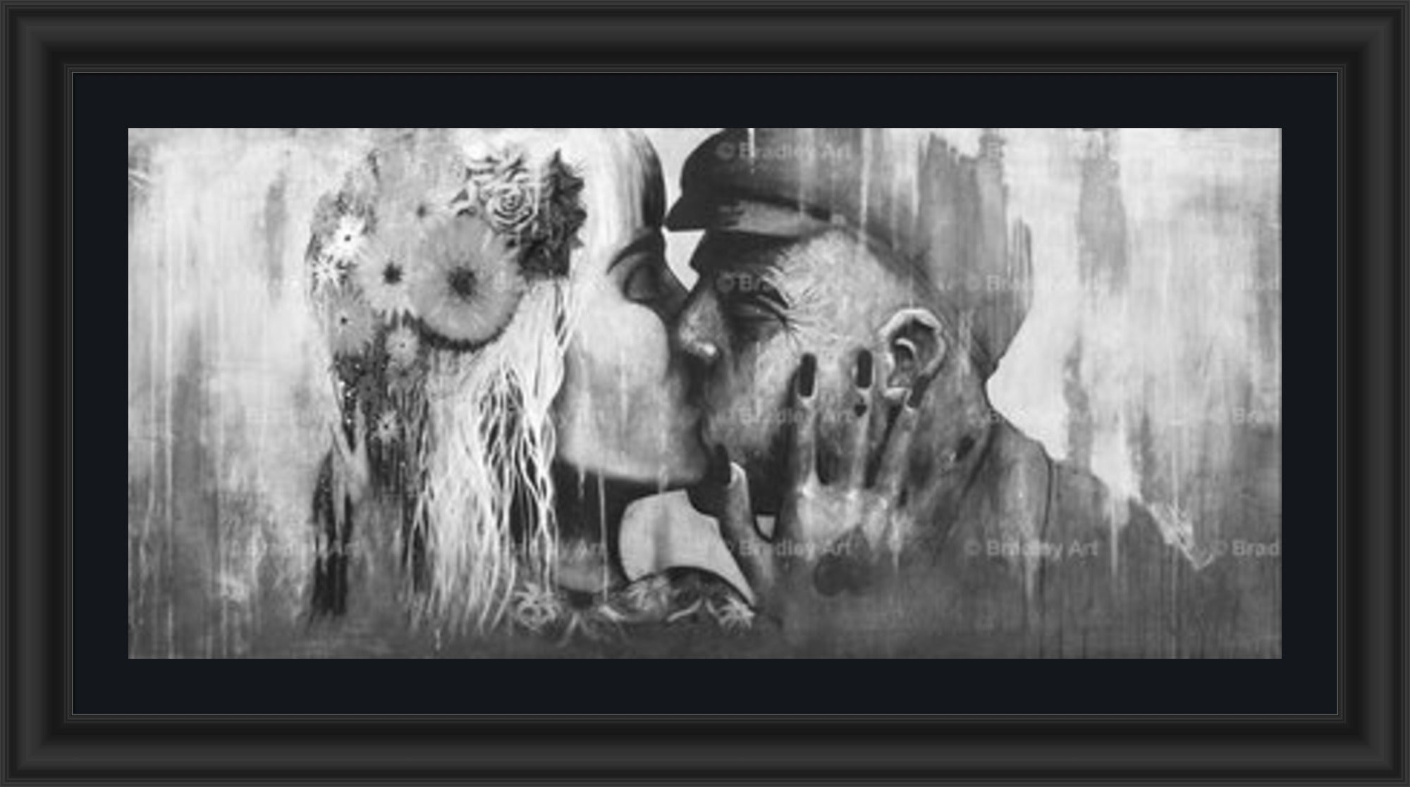 "The Kiss" (B&W) HE Canvas