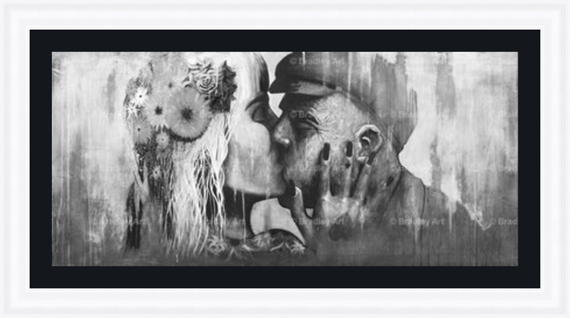 "The Kiss" (B&W) HE Canvas