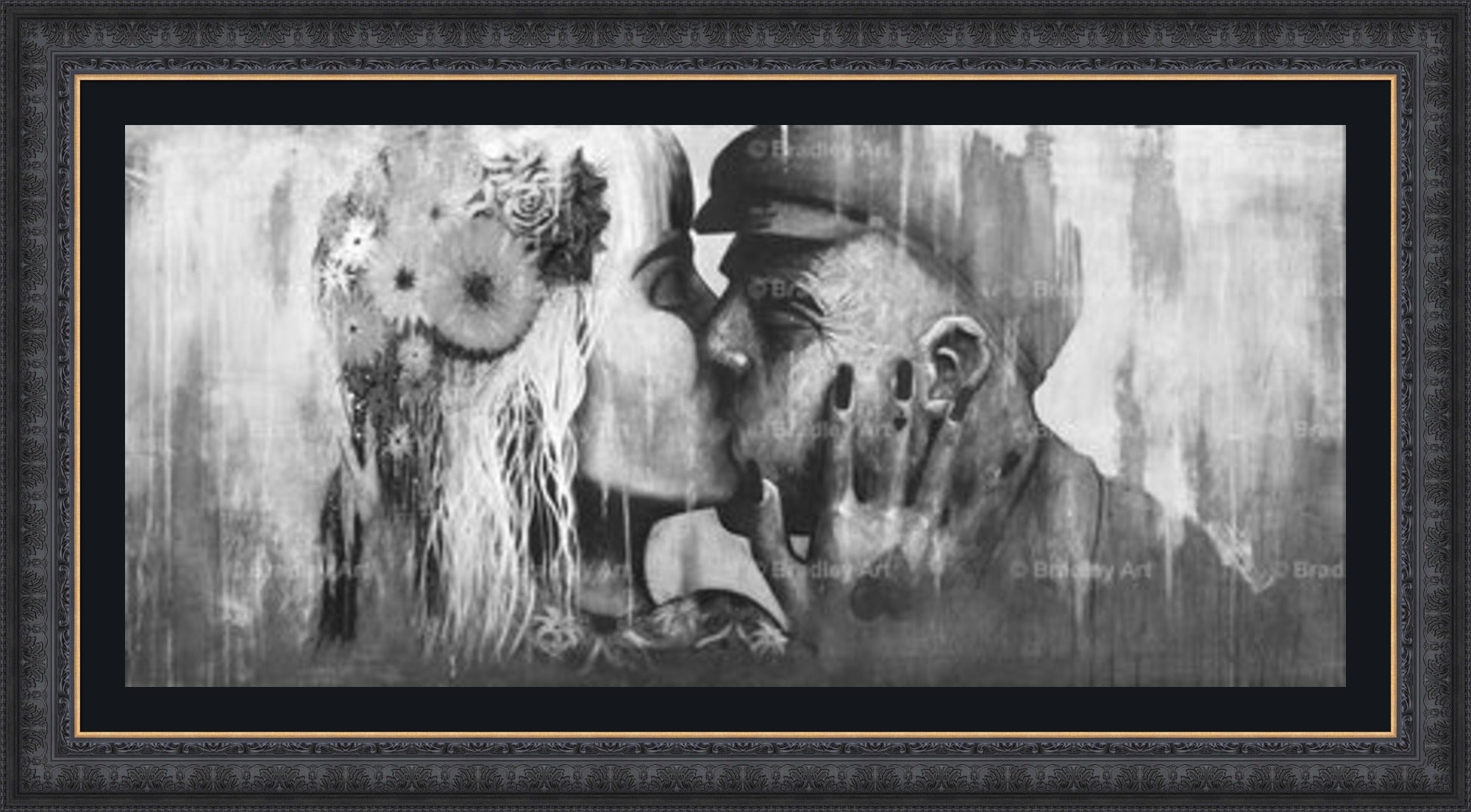 "The Kiss" (B&W) HE Canvas