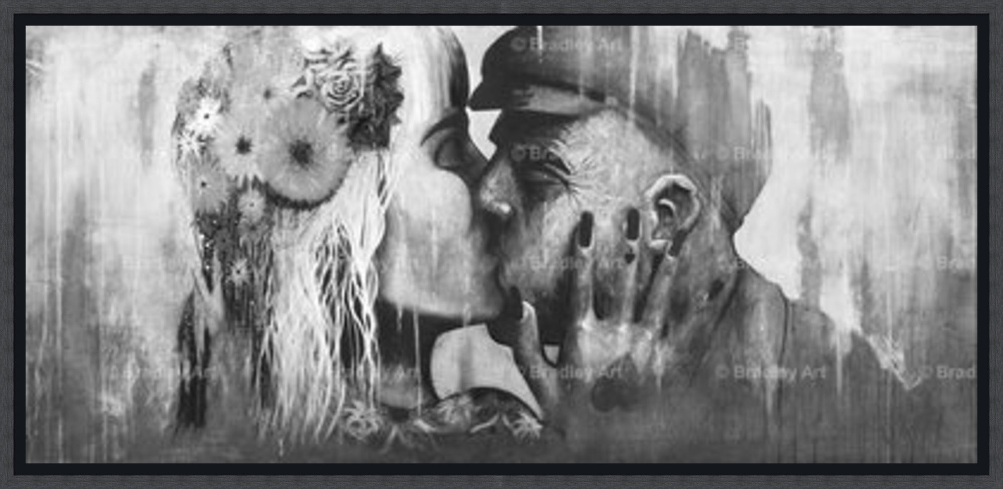 "The Kiss" (B&W) HE Canvas