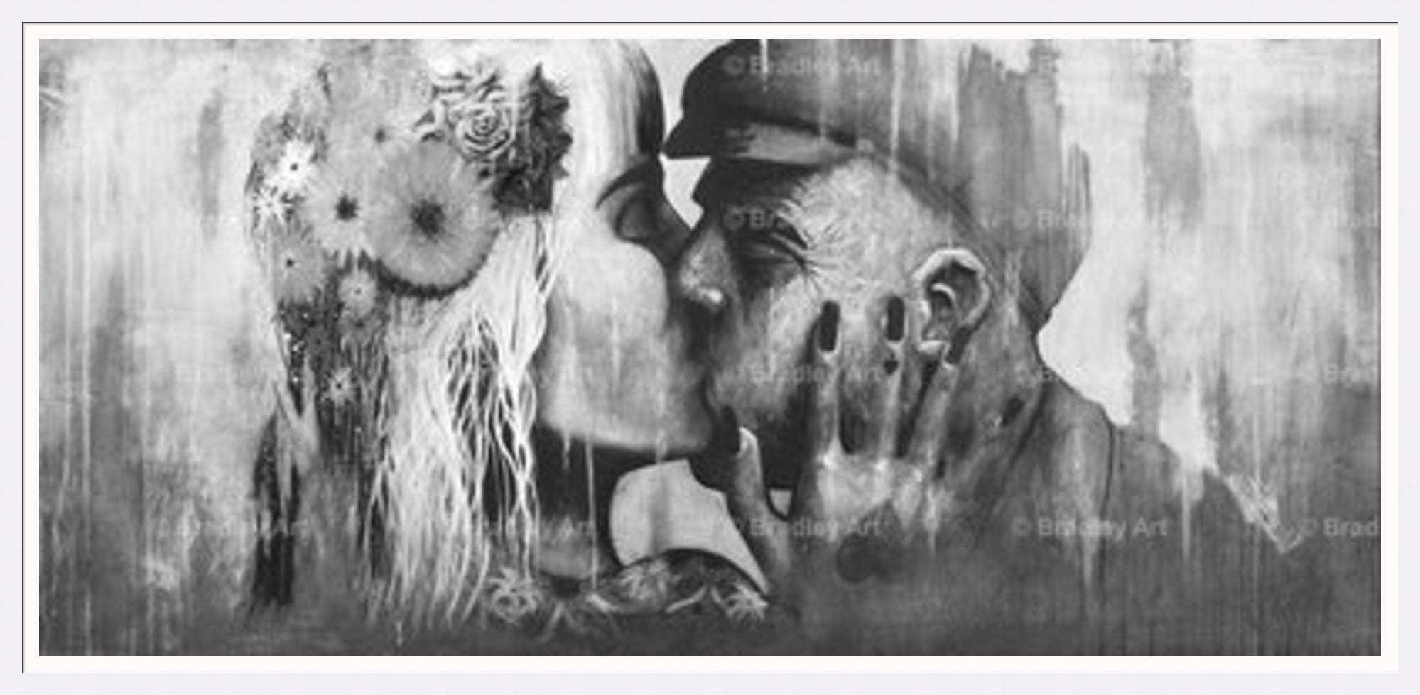 "The Kiss" (B&W) HE Canvas