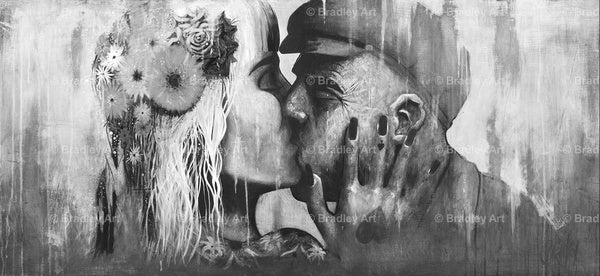 "The Kiss" (B&W) HE Canvas