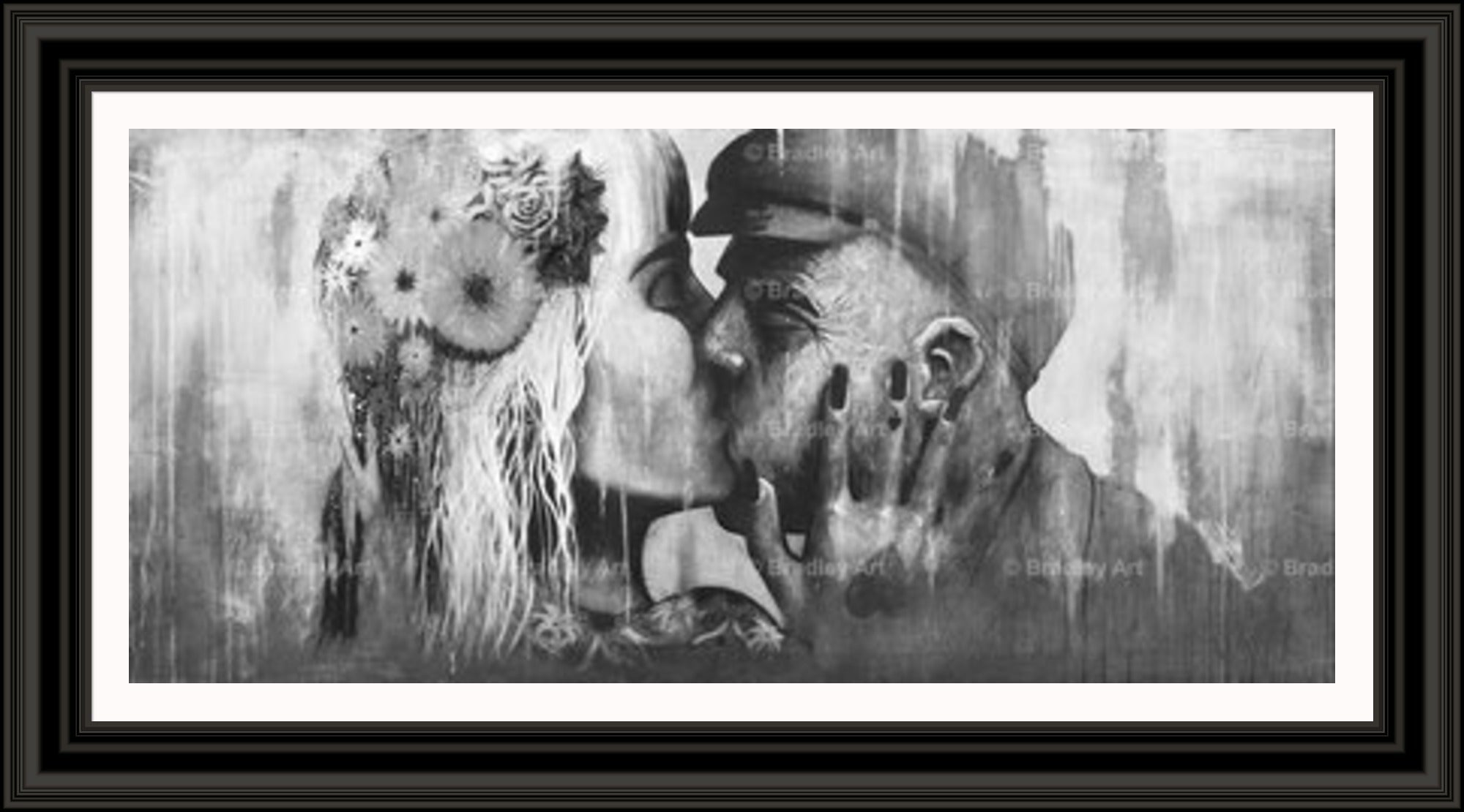 "The Kiss" (B&W) HE Canvas