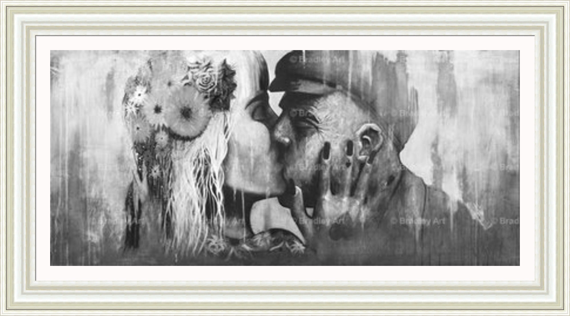 "The Kiss" (B&W) HE Canvas