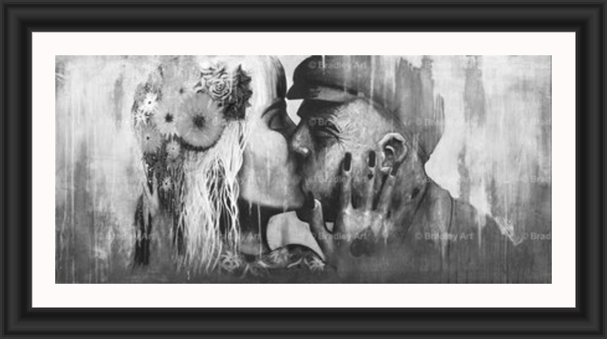 "The Kiss" (B&W) HE Canvas