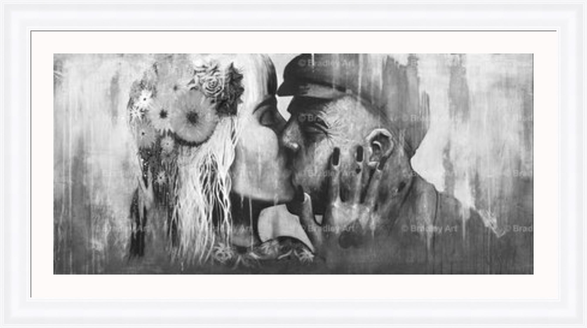 "The Kiss" (B&W) HE Canvas