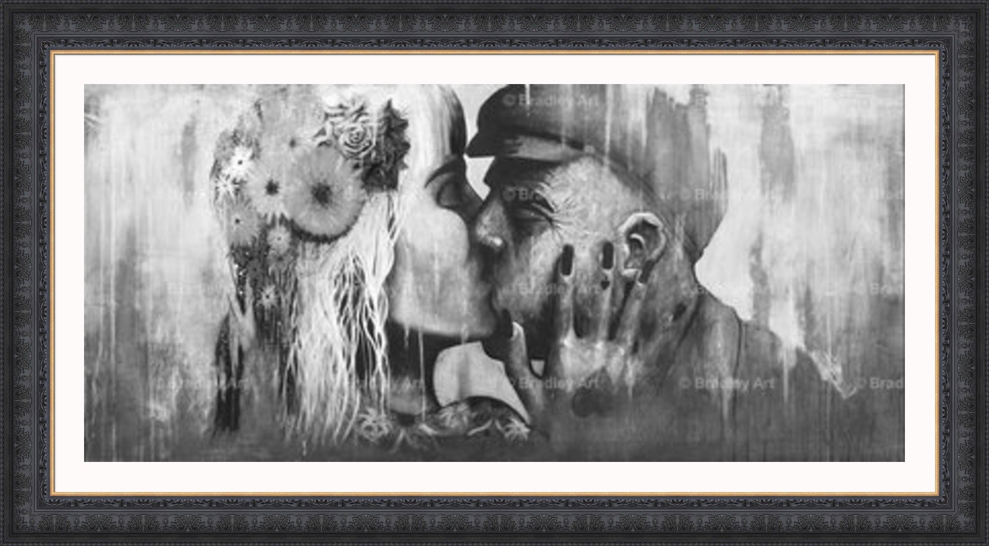 "The Kiss" (B&W) HE Canvas