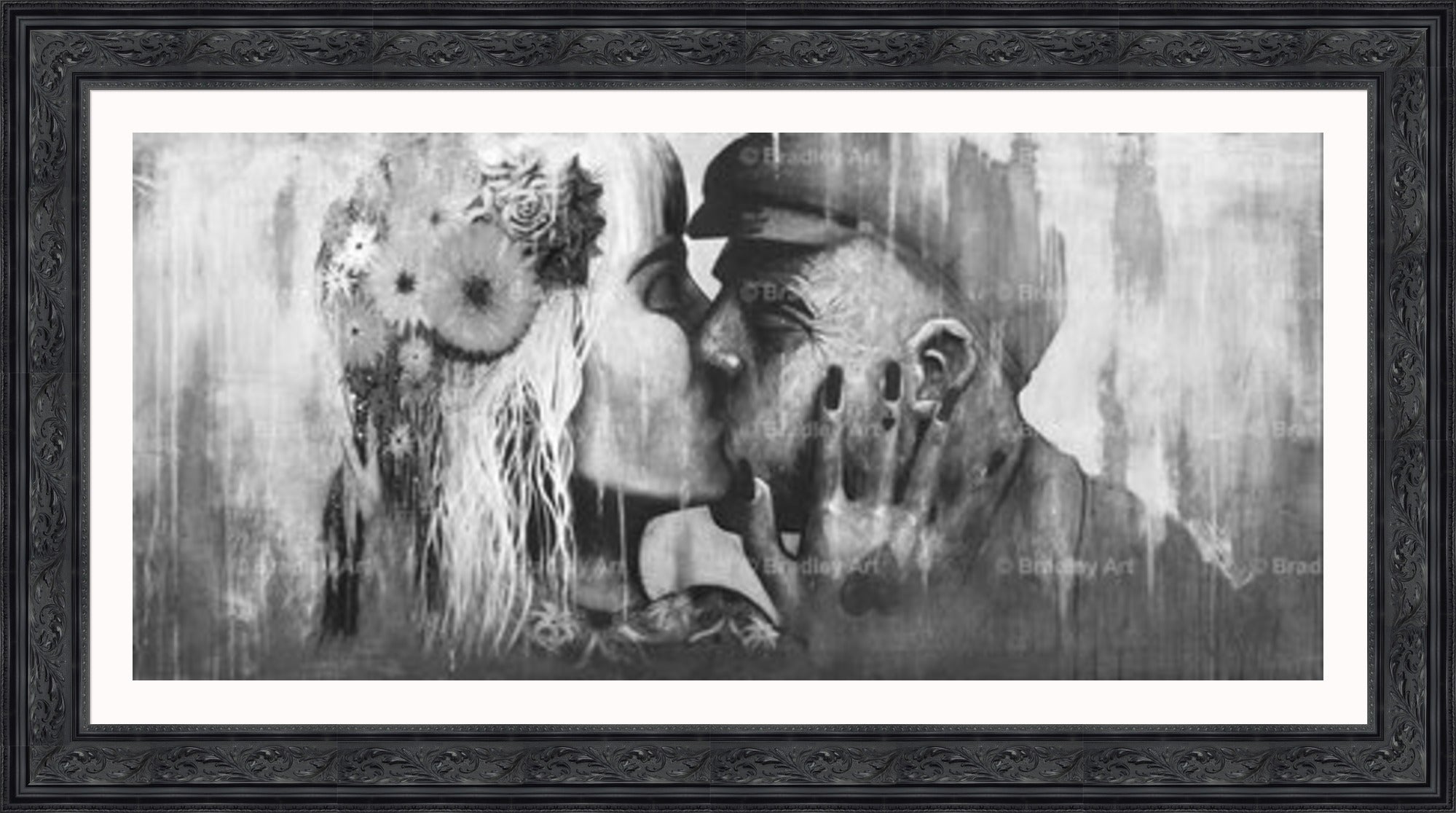 "The Kiss" (B&W) HE Canvas