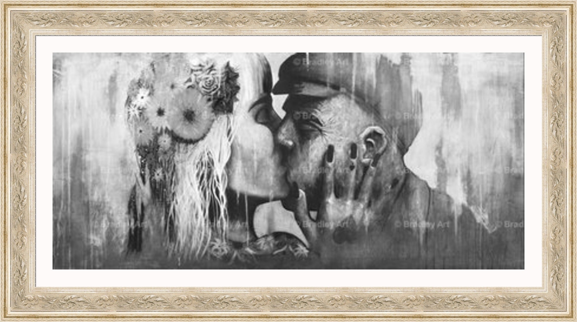 "The Kiss" (B&W) HE Canvas