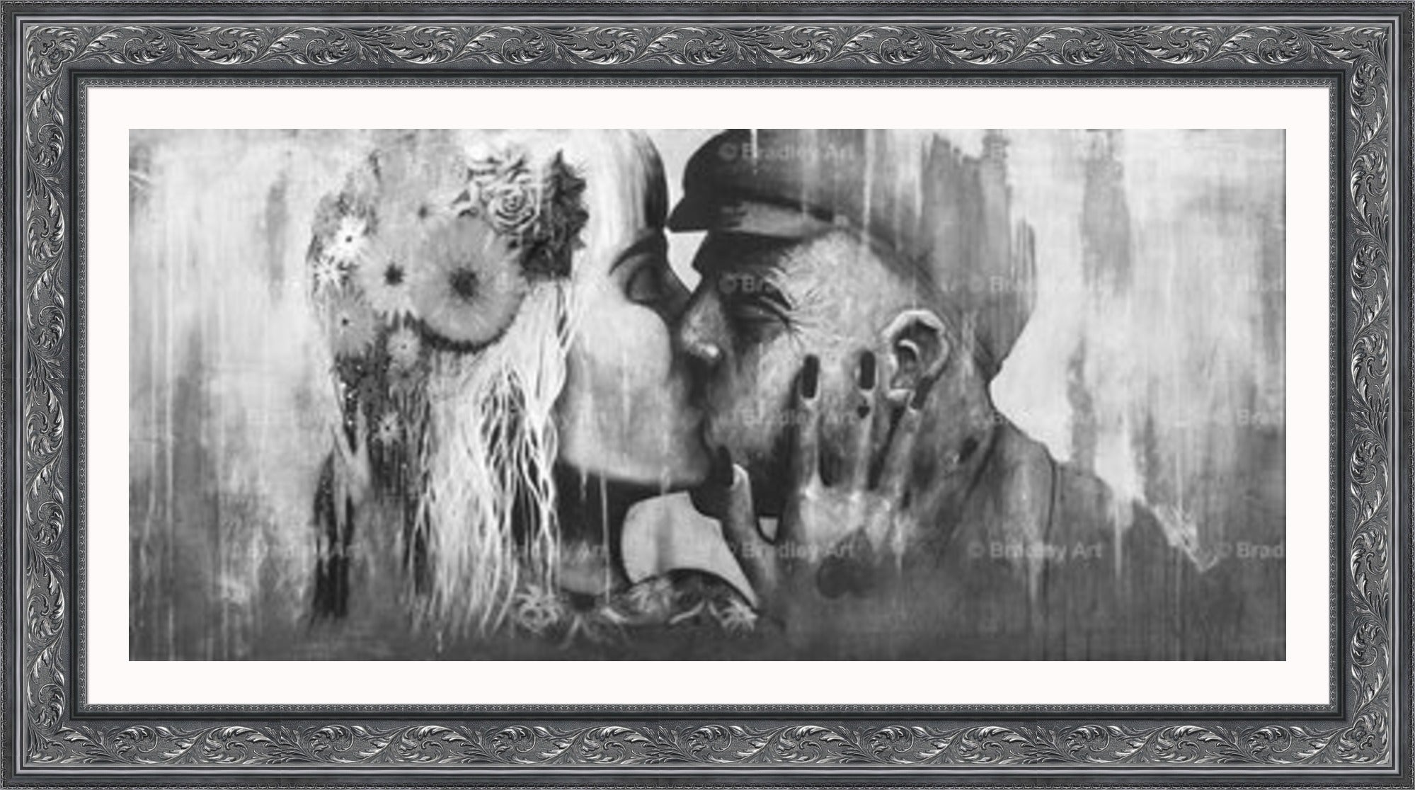 "The Kiss" (B&W) HE Canvas